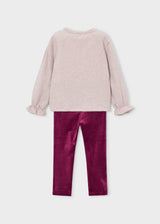 Completo leggings e felpa fiocchi bambina - Framboise