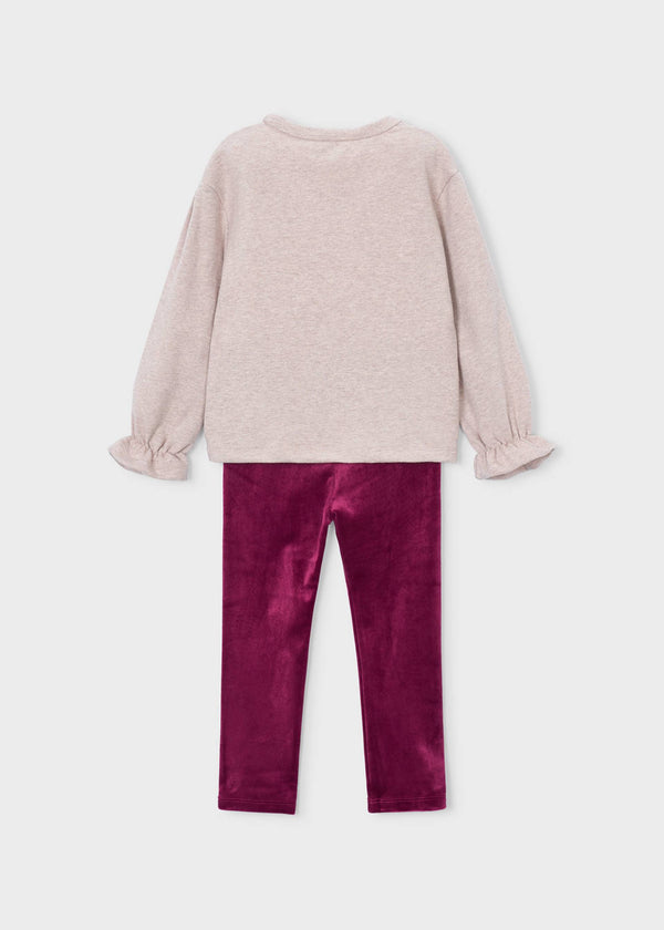 Completo leggings e felpa fiocchi bambina - Framboise