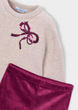 Completo leggings e felpa fiocchi bambina - Framboise