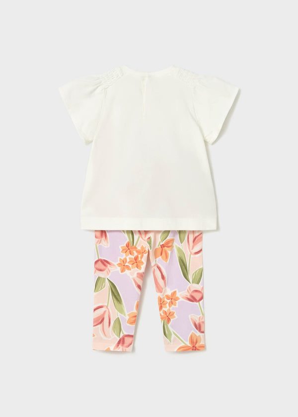 Completo leggings e maglietta fiori neonata