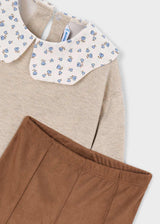Completo leggings effetto pelle e blusa bambina - Toffe