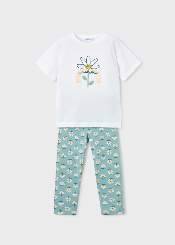 Completo leggings stampato e maglietta bambina