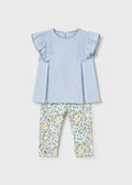 Completo leggings stampato e maglietta neonata