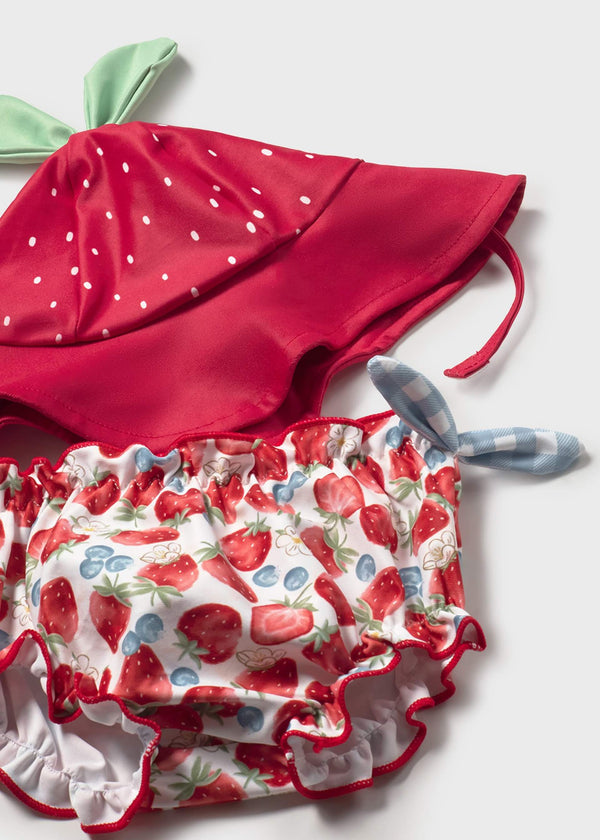 Completo mare 3 pezzi protezione solare neonata - Rosso