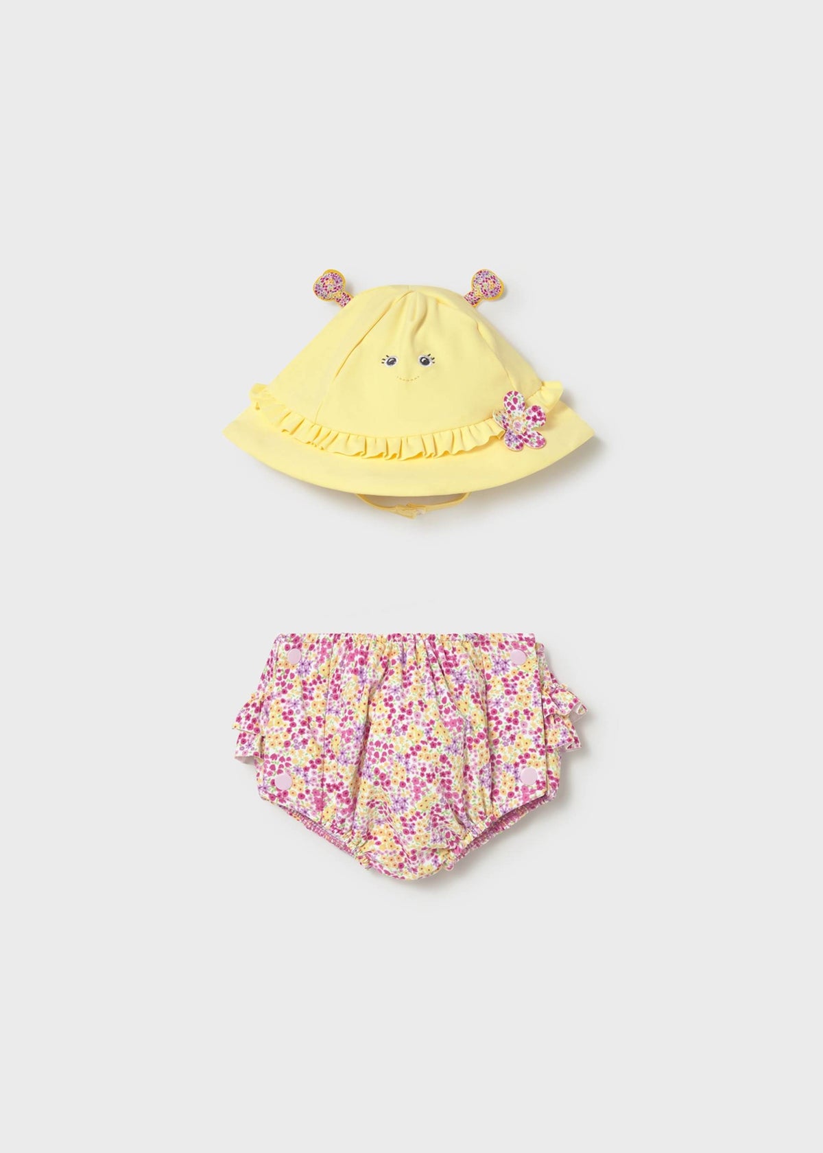 Completo mare costume e cappello neonata - Rosa