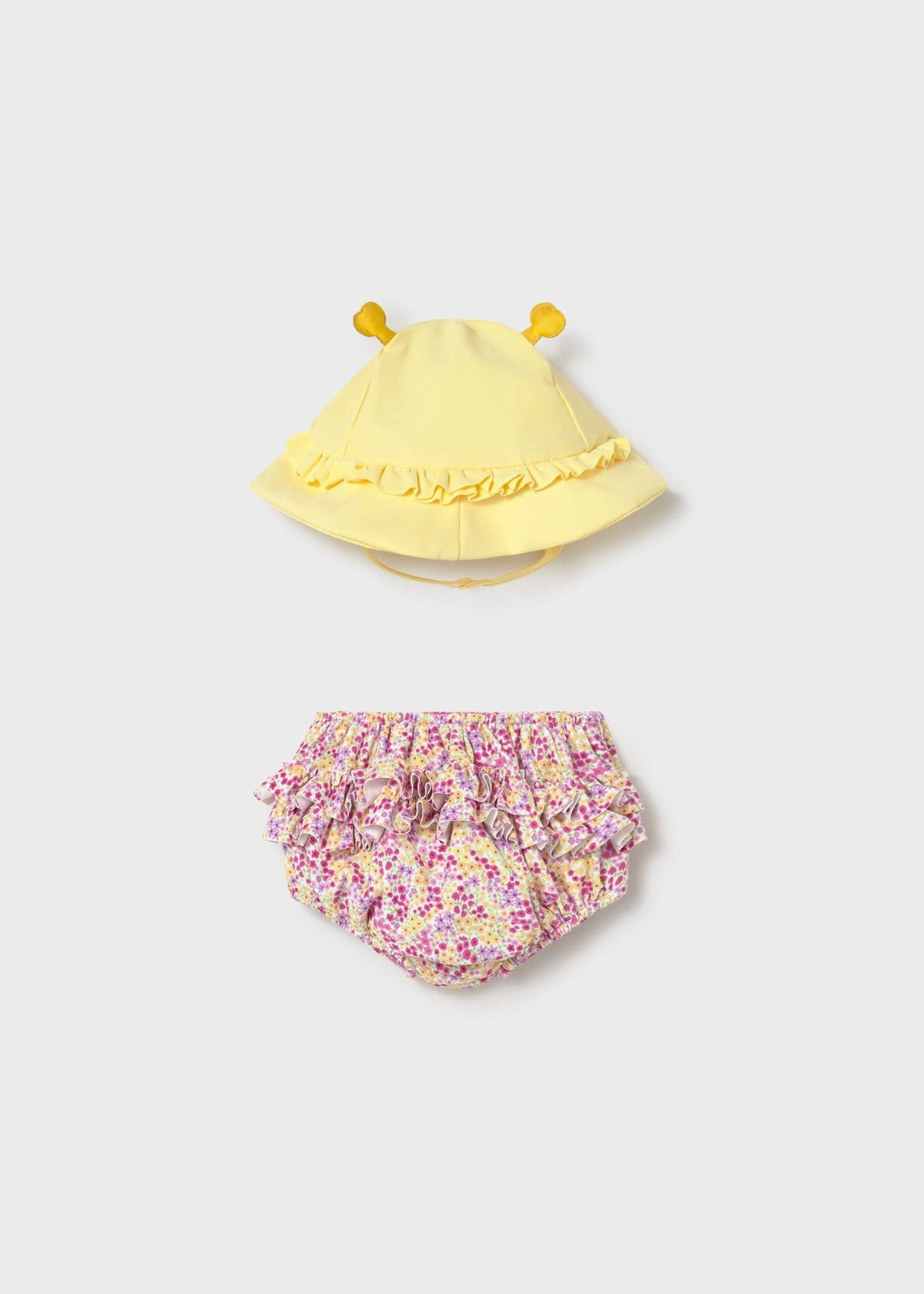 Completo mare costume e cappello neonata - Rosa