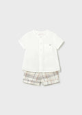 Completo pantaloncino e camicia neonato - Grano