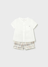 Completo pantaloncino e camicia neonato - Grano