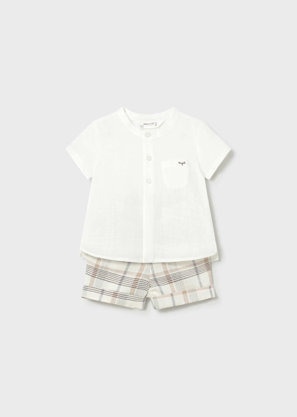 Completo pantaloncino e camicia neonato - Grano