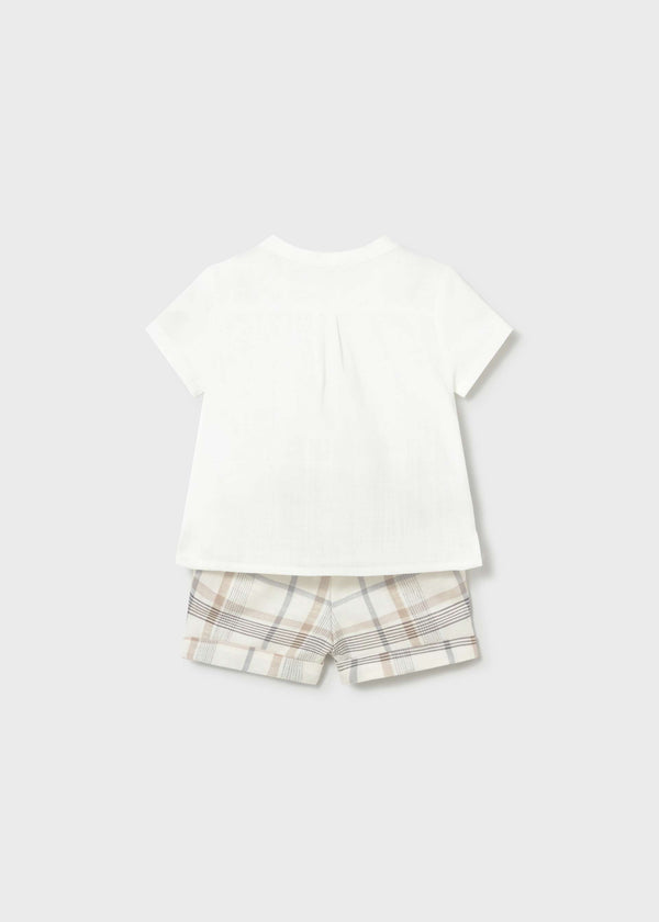 Completo pantaloncino e camicia neonato - Grano