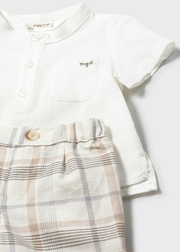 Completo pantaloncino e camicia neonato - Grano