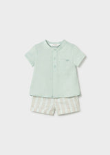 Completo pantaloncino e camicia neonato - Acqua
