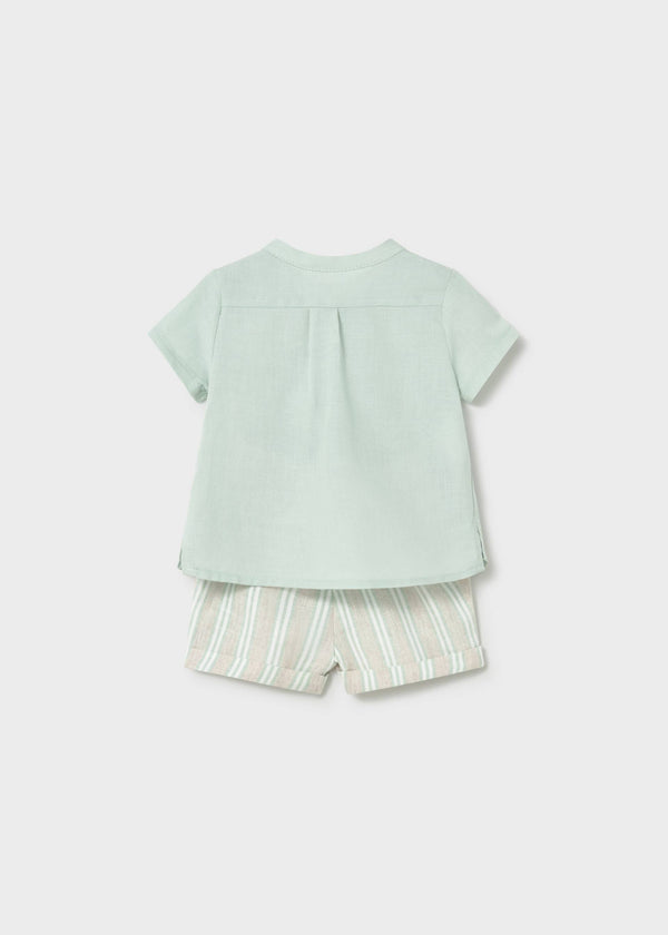 Completo pantaloncino e camicia neonato - Acqua