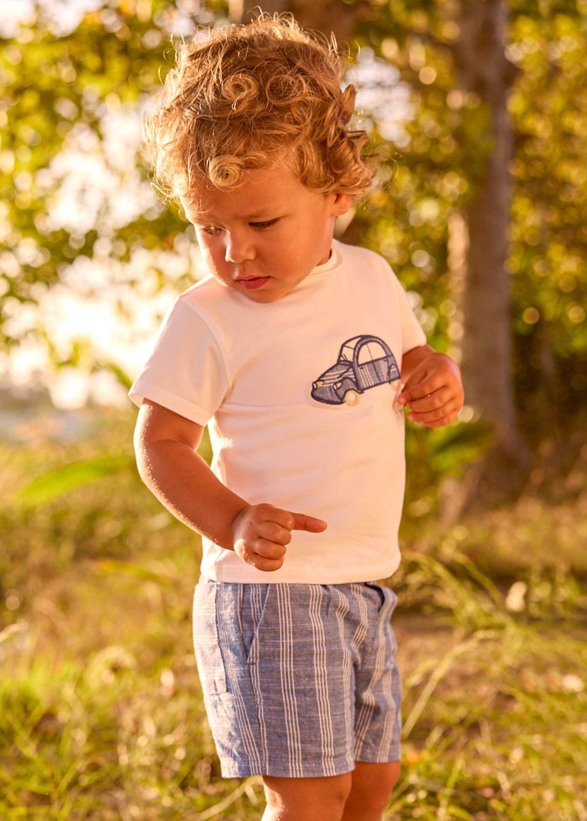 Completo pantaloncino e maglietta in lino neonato