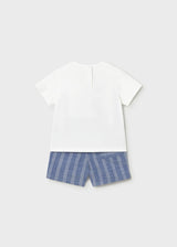 Completo pantaloncino e maglietta in lino neonato