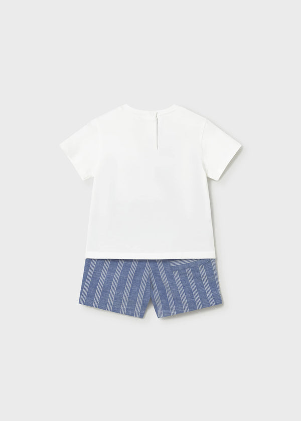 Completo pantaloncino e maglietta in lino neonato