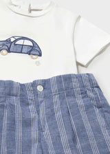 Completo pantaloncino e maglietta in lino neonato