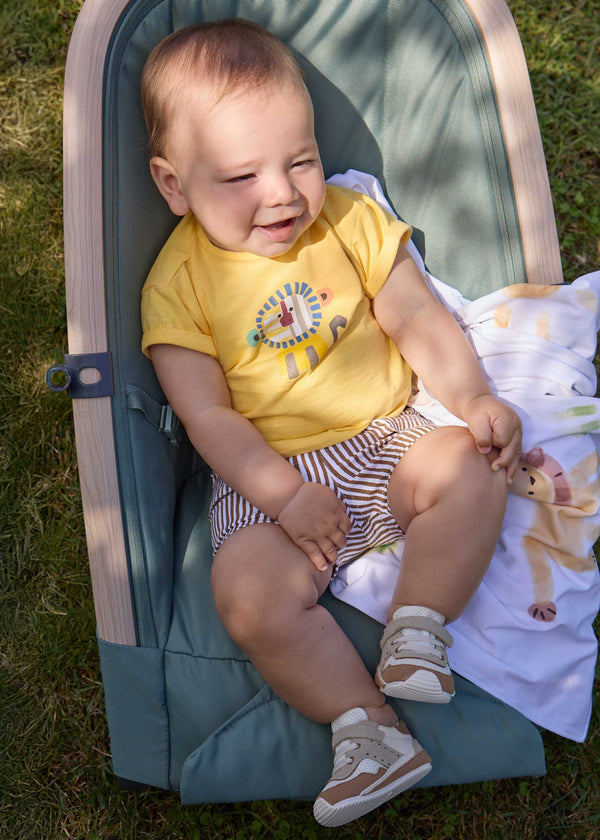 Completo pantaloncino e maglietta neonato - Senape