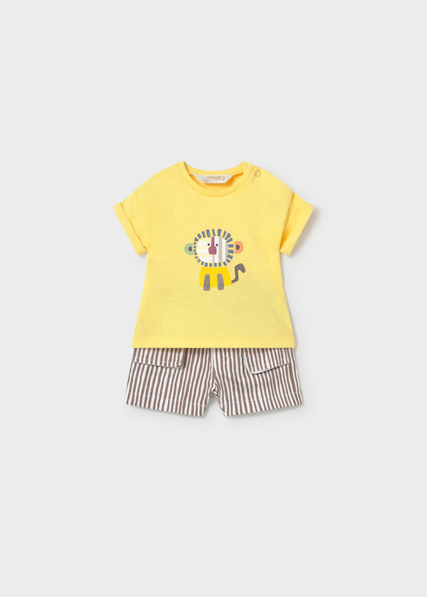 Completo pantaloncino e maglietta neonato - Senape