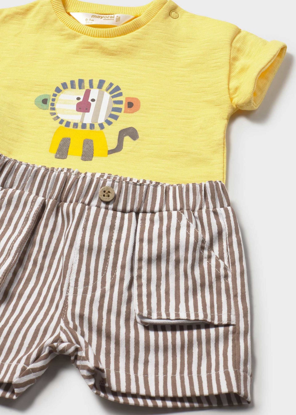 Completo pantaloncino e maglietta neonato - Senape