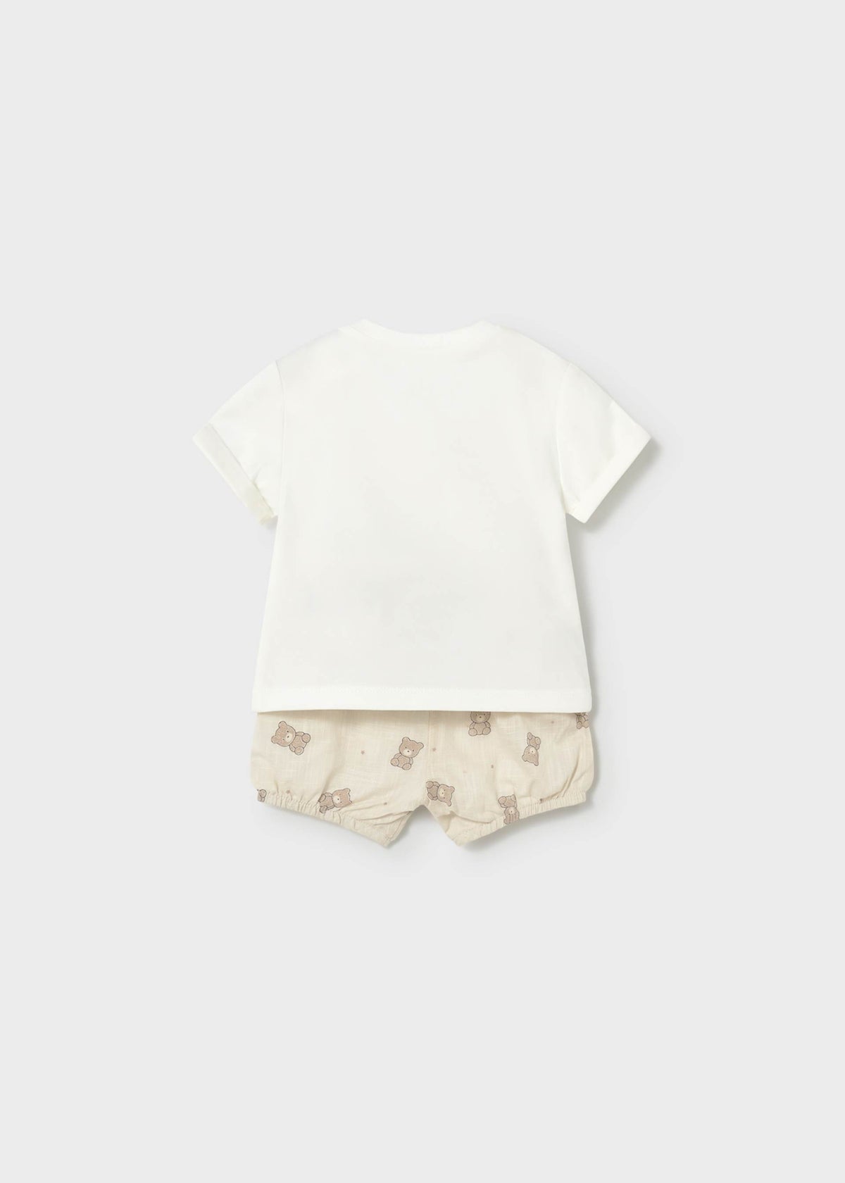 Completo pantaloncino stampato e maglietta neonato - Tortora