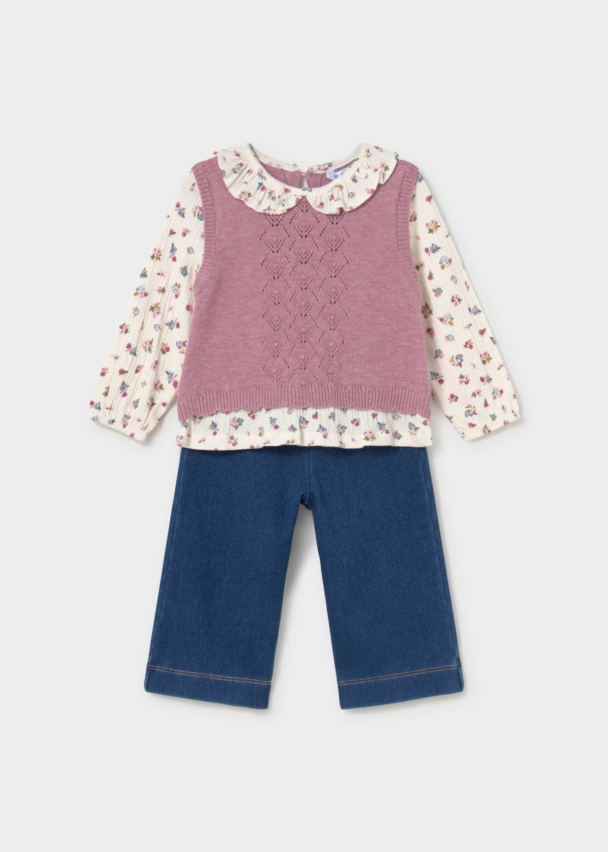 Completo pantalone e blusa con gilet bimba - Mezcla
