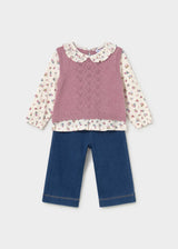 Completo pantalone e blusa con gilet bimba - Mezcla