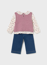 Completo pantalone e blusa con gilet bimba - Mezcla