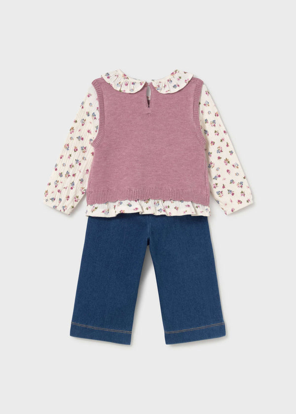 Completo pantalone e blusa con gilet bimba - Mezcla