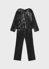 Completo pantalone e blusa lustrini bambina - Nero