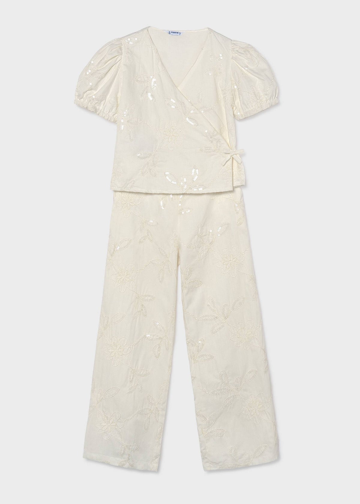 Completo pantalone e blusa ricamato ragazza