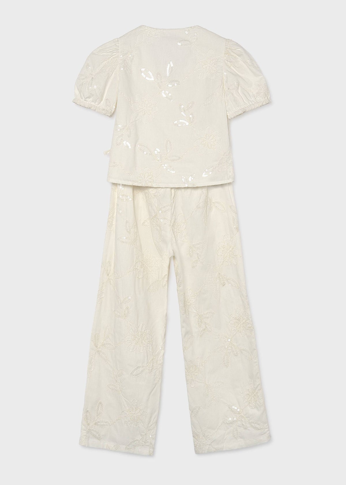 Completo pantalone e blusa ricamato ragazza
