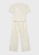 Completo pantalone e blusa ricamato ragazza