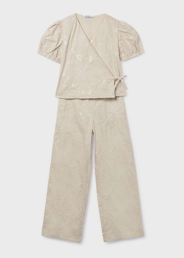 Completo pantalone e blusa ricamato ragazza