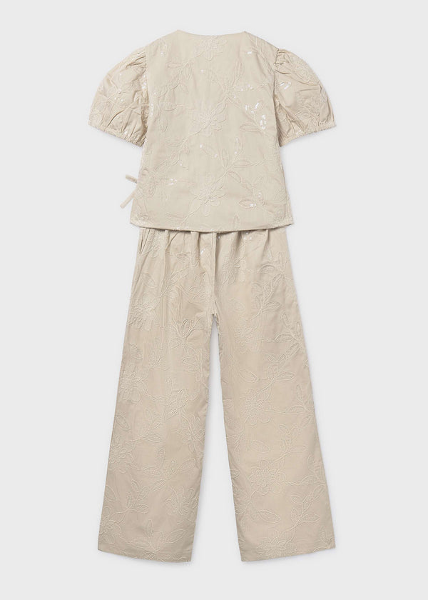 Completo pantalone e blusa ricamato ragazza