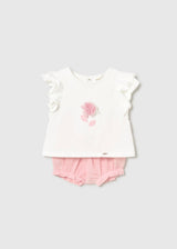 Completo pantalone e maglietta con fiore neonata - Baby
