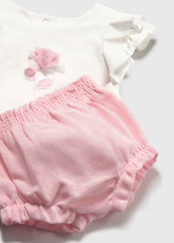 Completo pantalone e maglietta con fiore neonata - Baby