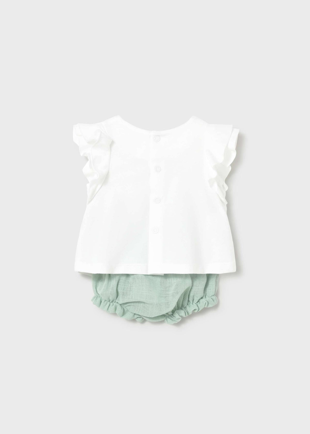 Completo pantalone e maglietta con fiore neonata - Acqua
