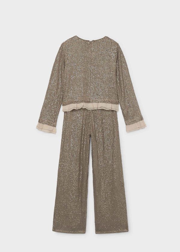 Completo pantalone e maglietta lustrini ragazza - Bronzo