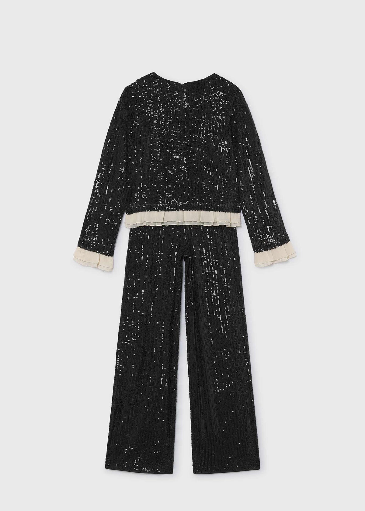 Completo pantalone e maglietta lustrini ragazza - Nero