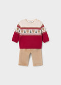 Completo pantalone e maglione animali neonato - Red