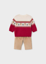 Completo pantalone e maglione animali neonato - Red