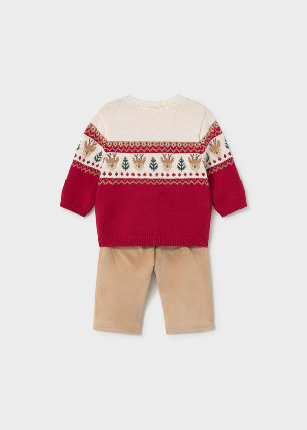Completo pantalone e maglione animali neonato - Red