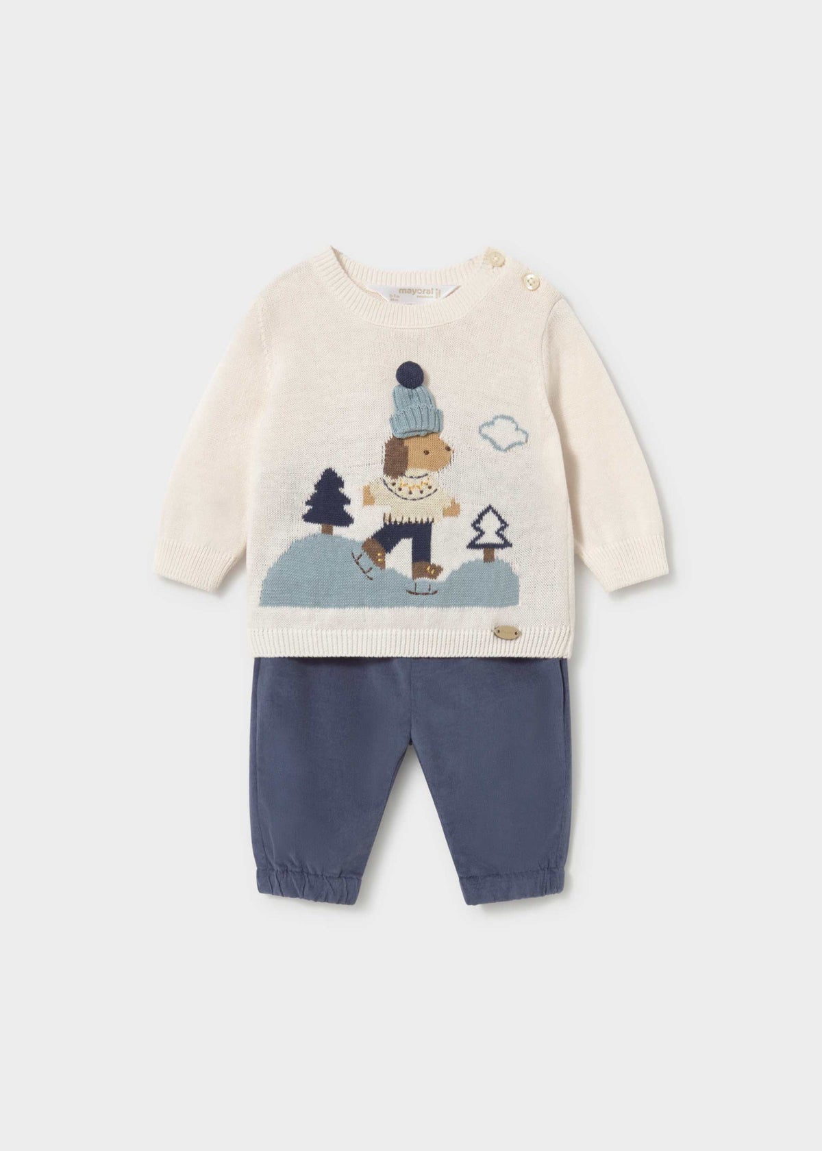 Completo pantalone e maglione neonato - Indaco