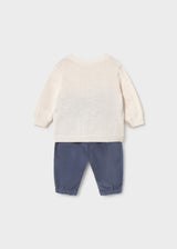 Completo pantalone e maglione neonato - Indaco