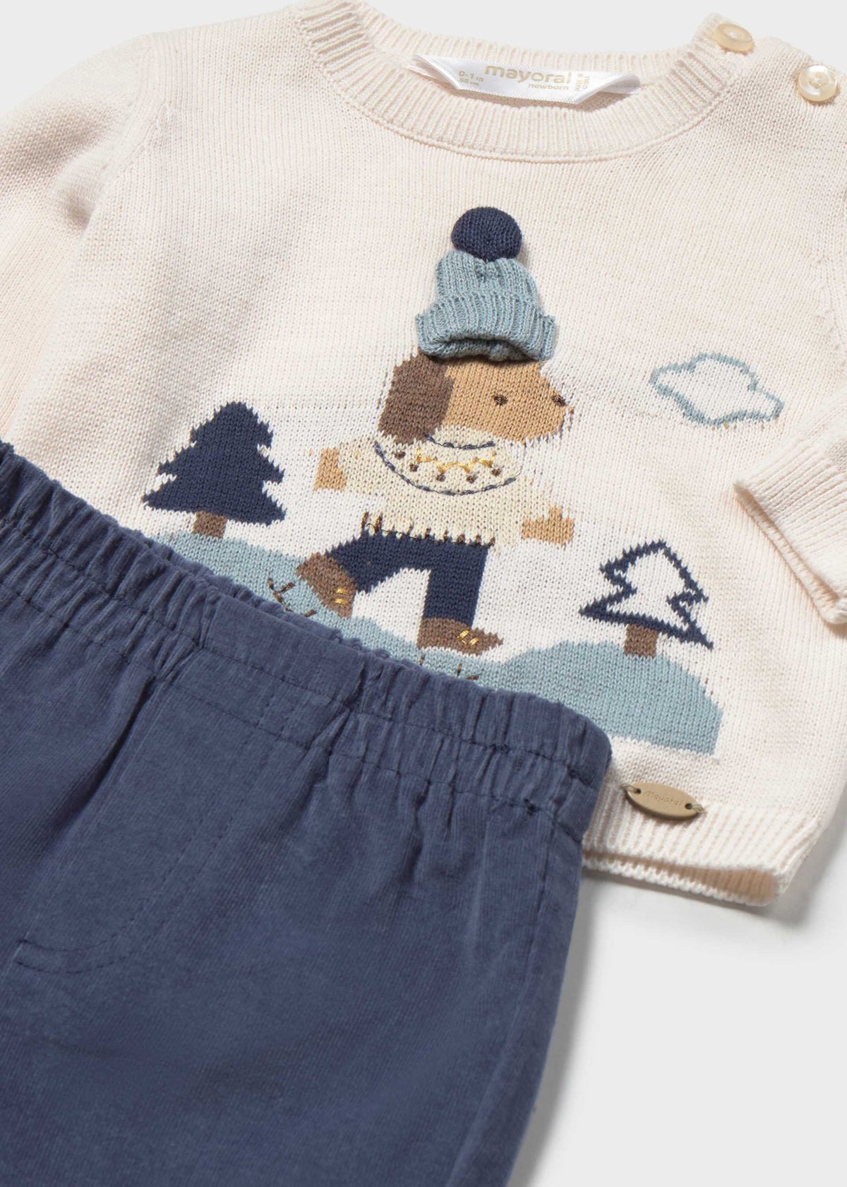 Completo pantalone e maglione neonato - Indaco