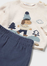 Completo pantalone e maglione neonato - Indaco