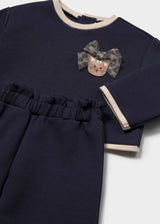 Completo pantalone e maglione ricamato bimba - Navy