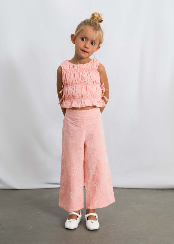 Completo pantalone e top arricciato bambina