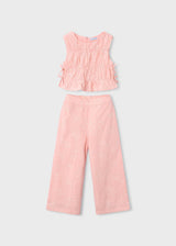 Completo pantalone e top arricciato bambina